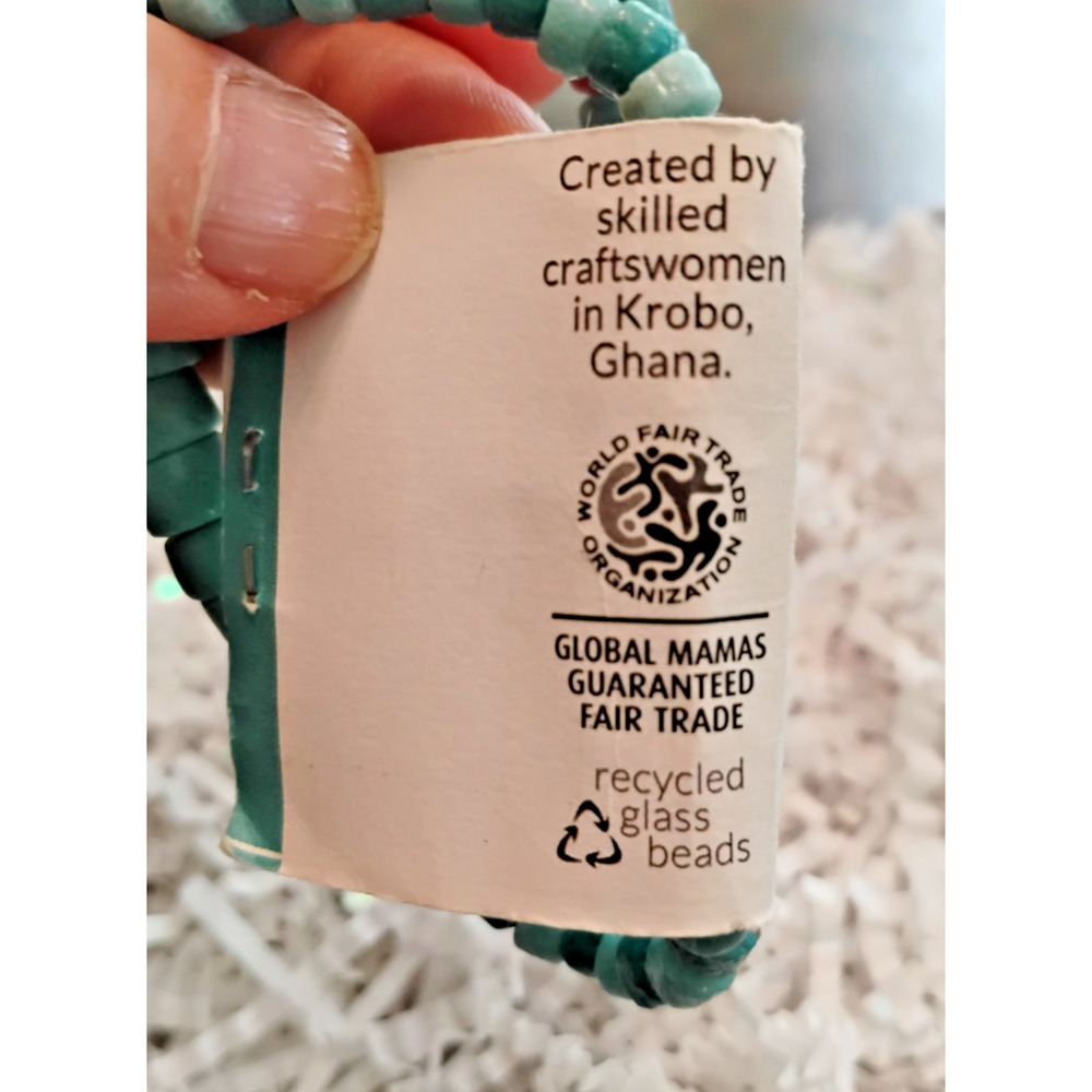 NWT Global Mamas Fair Trade Stretch Bracelet Recycled Glass Ghana Boho - Picture 6 of 7